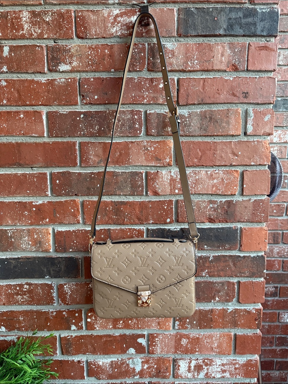 Taupe Monogram Crossbody with Gold Hardware